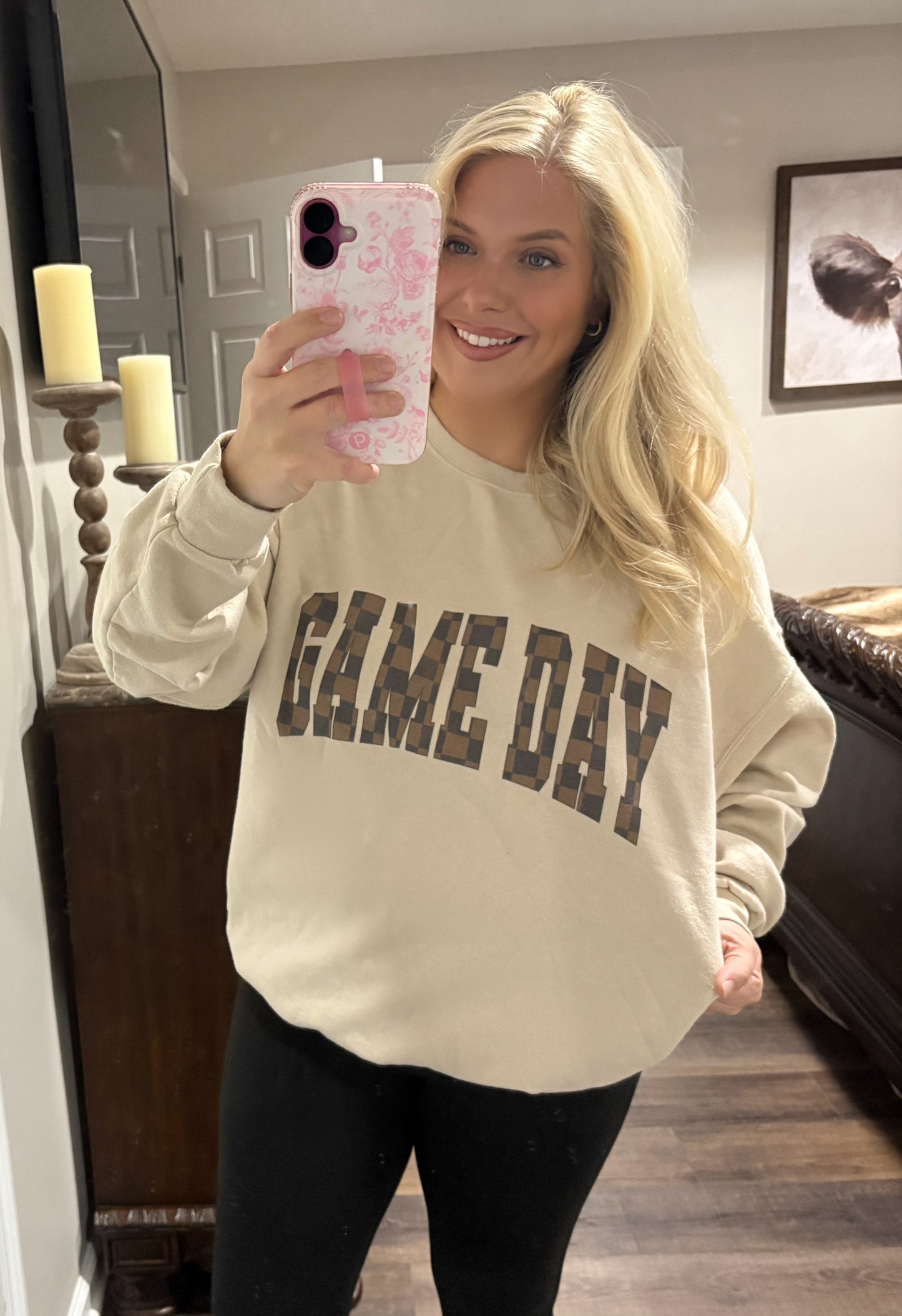 Checkered Game Day Graphic Sweatshirt