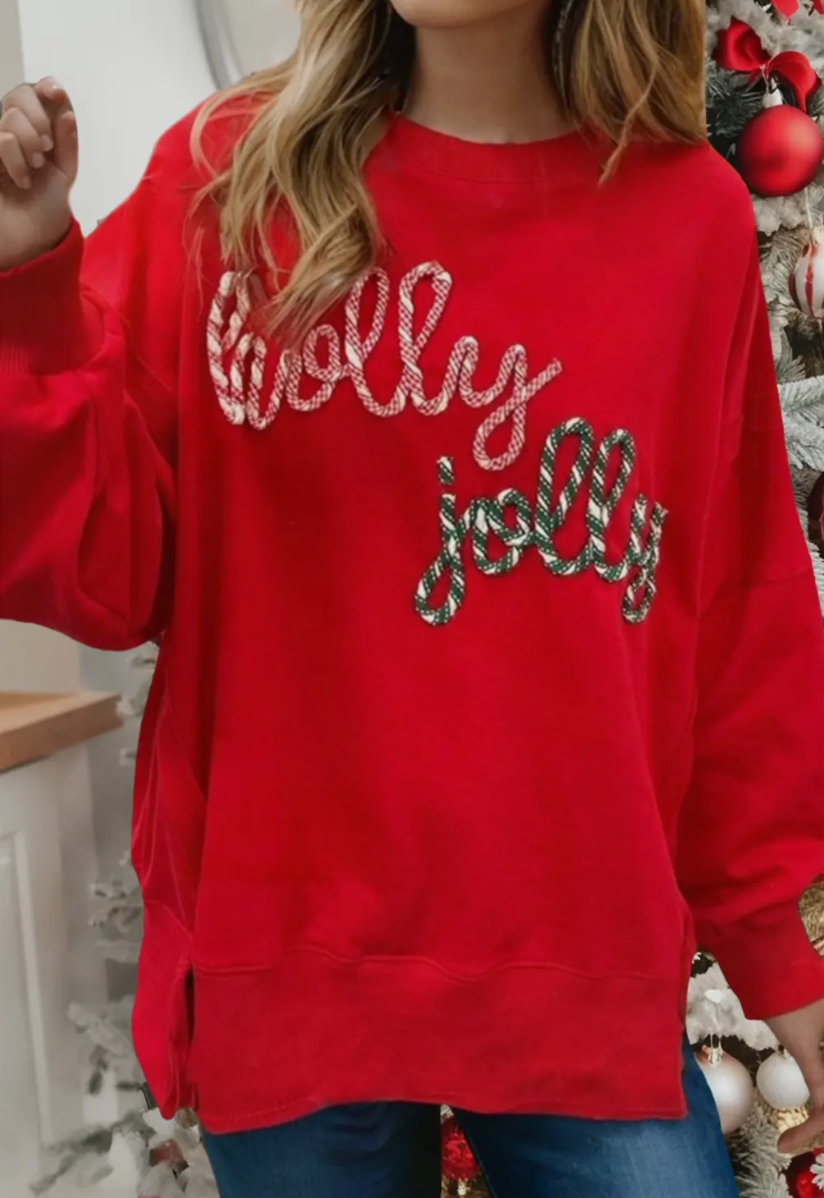 Holly Jolly Embroidered Sweatshirt