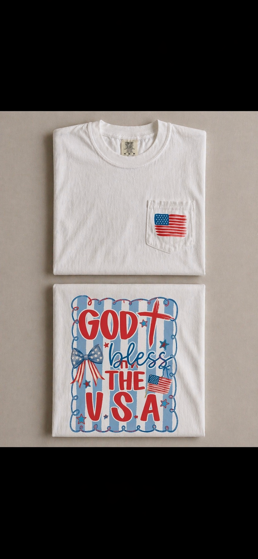 God Bless the USA Pocket Comfort Color Tee