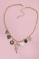 CHARM NECKLACE-BOW CHECKER HEART RHINESTONE