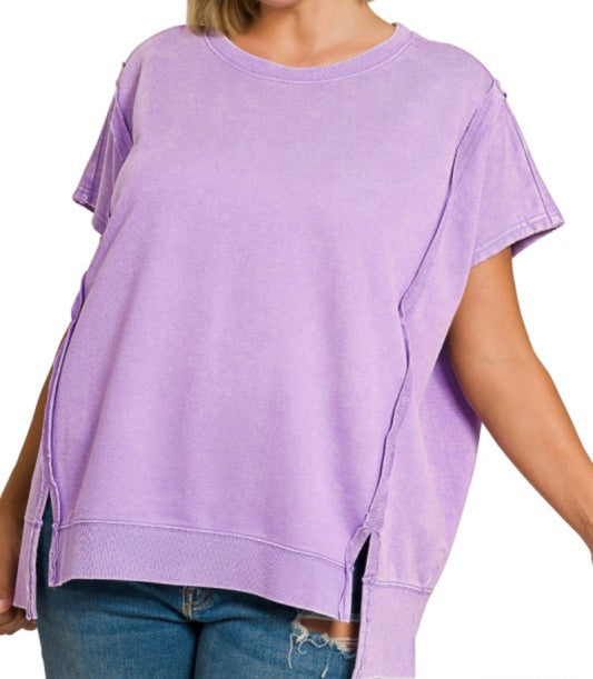 Acid Wash High Low Top - Plus