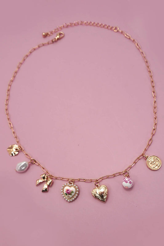 Coquette Dream Ceramic Porcelain Charm Necklace