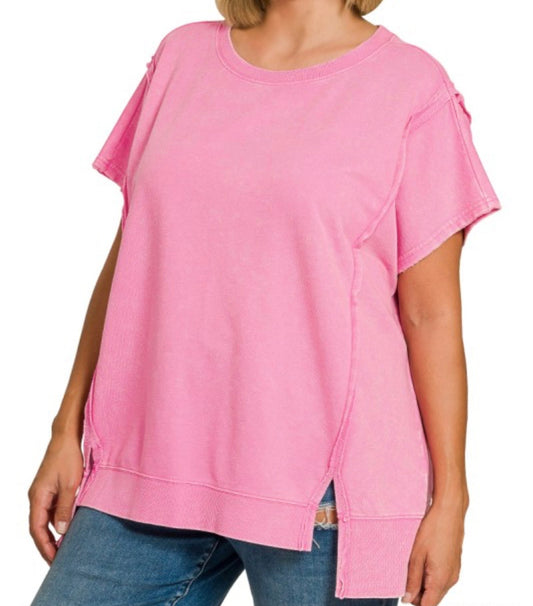 Acid Wash High Low Top - Plus