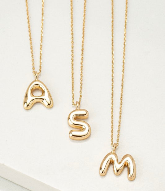 Bubble Letter Initial Necklace - PREORDER