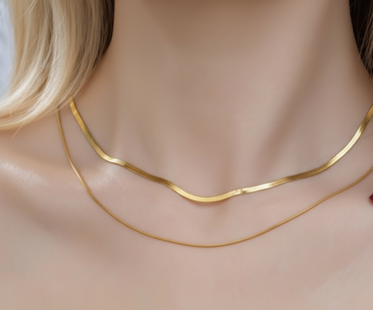 Double Layer Herringbone Necklace