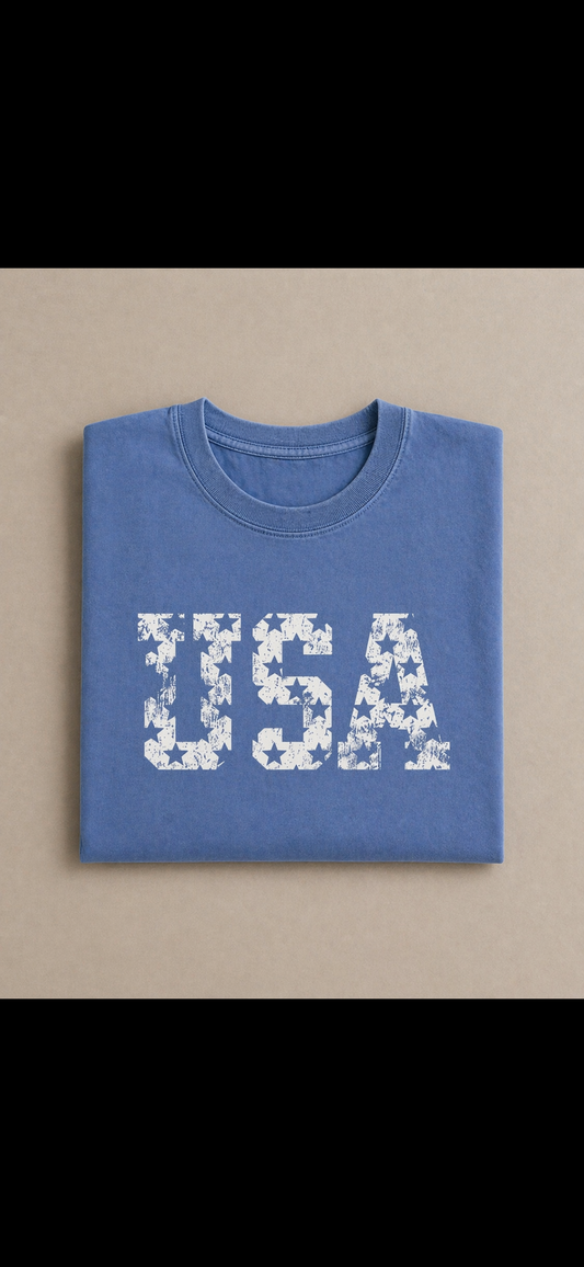 Distressed USA Comfort Color Tee