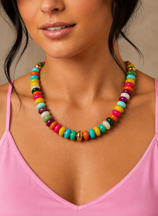 Multi Resin Beaded Necklace