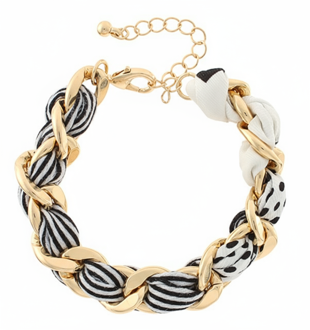 Woven Link Bracelet - White/Gold