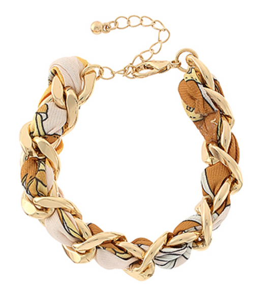 Woven Link Bracelet - Brown/Gold